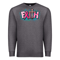 Charcoal Heather Cancer Faith Cross Premium Sweatshirt - HowdyJamesFarm