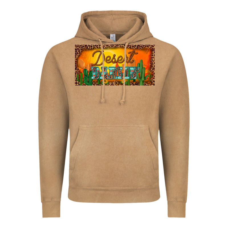 Western Desert Darlin Sunset Cactus Leopard Serape   License Plate Tem Vintage Hoodie by BarkalooDesign | Teevron