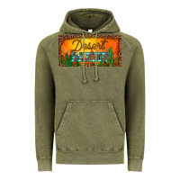 Vintage Olive western desert darlin sunset cactus leopard serape   license plate tem Vintage Hoodie - BarkalooDesign