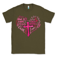 Army Green jesus is love heart cross valentines day Classic Tee - MaliasSmallBusiness