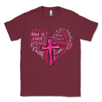 Burgundy jesus is love heart cross valentines day Classic Tee - MaliasSmallBusiness