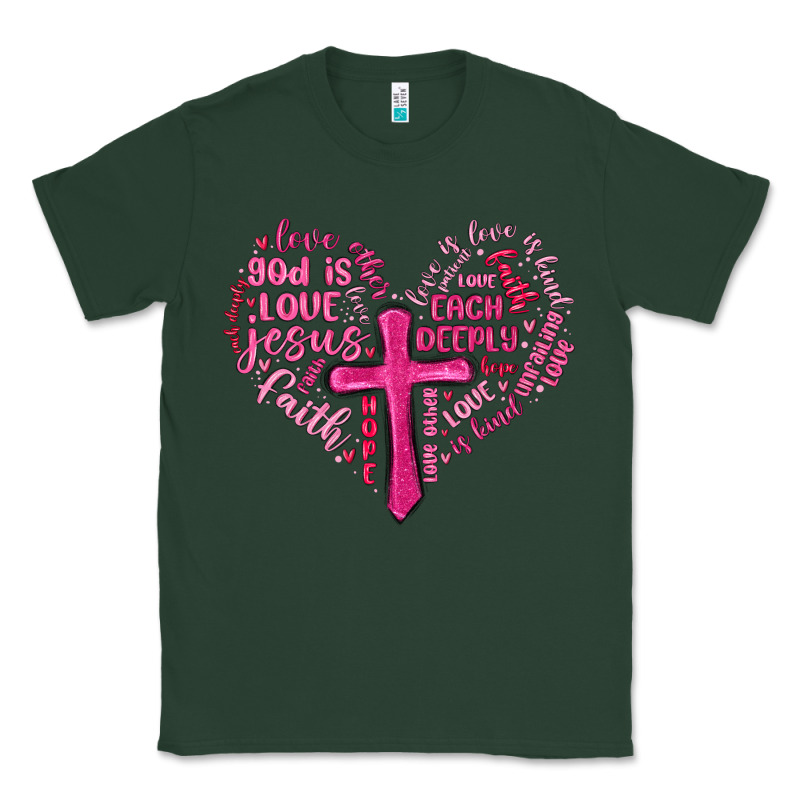 Jesus Is Love Heart Cross Valentines Day Classic Tee by MaliasSmallBusiness | Teevron