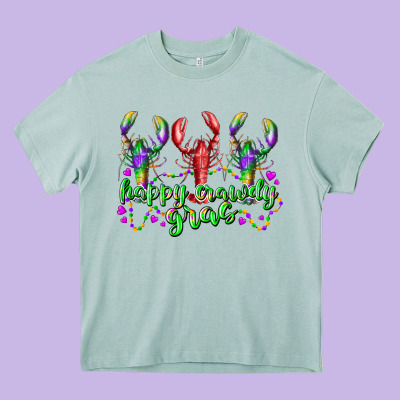 Happy Crawdy Gras Heavy Core Tee Designed By Racoondesign