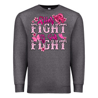 Charcoal Heather Her fight is our fight Cancer Awareness Premium Sweatshirt - HowdyJamesFarm