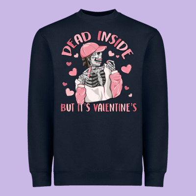 Dead Inside But It's Valentine's Heavyweight Sweatshirt Designed By Maliassmallbusiness