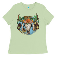 Matcha floral feather bull skull Ladies Tee - JahusDesignShop