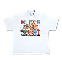 White his fight is my fight autism awareness Urban Heavy Tee - MaliasSmallBusiness