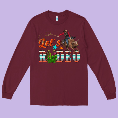 Lets Rodeo Long Sleeve Tee Designed By Nancycooperartshop
