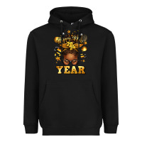 Black happy new year afro messy bun Heavyweight Hoodie - texasbilliewilder