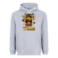 Heather Grey happy new year afro messy bun Heavyweight Hoodie - texasbilliewilder