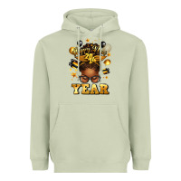 Matcha happy new year afro messy bun Heavyweight Hoodie - texasbilliewilder