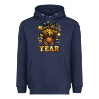 Navy happy new year afro messy bun Heavyweight Hoodie - texasbilliewilder