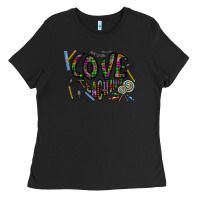 Black i love teaching Ladies Tee - CowhideDigitalArt