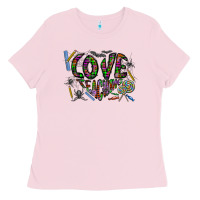 Bubblegum Pink i love teaching Ladies Tee - CowhideDigitalArt