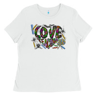 White i love teaching Ladies Tee - CowhideDigitalArt
