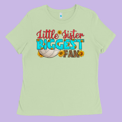 Little Sister Biggest Fan Ladies Tee Designed By Hra Design Shop