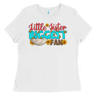 White little sister biggest fan Ladies Tee - HRA Design Shop