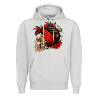 Dove Grey bandana and roses skull Zipper Hoodie - Jasminsmagicworld