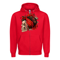 Red bandana and roses skull Zipper Hoodie - Jasminsmagicworld