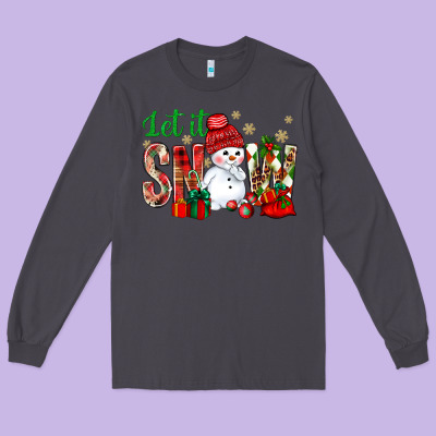 Let It Snow With Snowman Long Sleeve Tee Designed By Nancycooperartshop