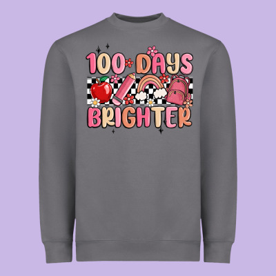 100 Days Brighter Heavyweight Sweatshirt Designed By Maliassmallbusiness