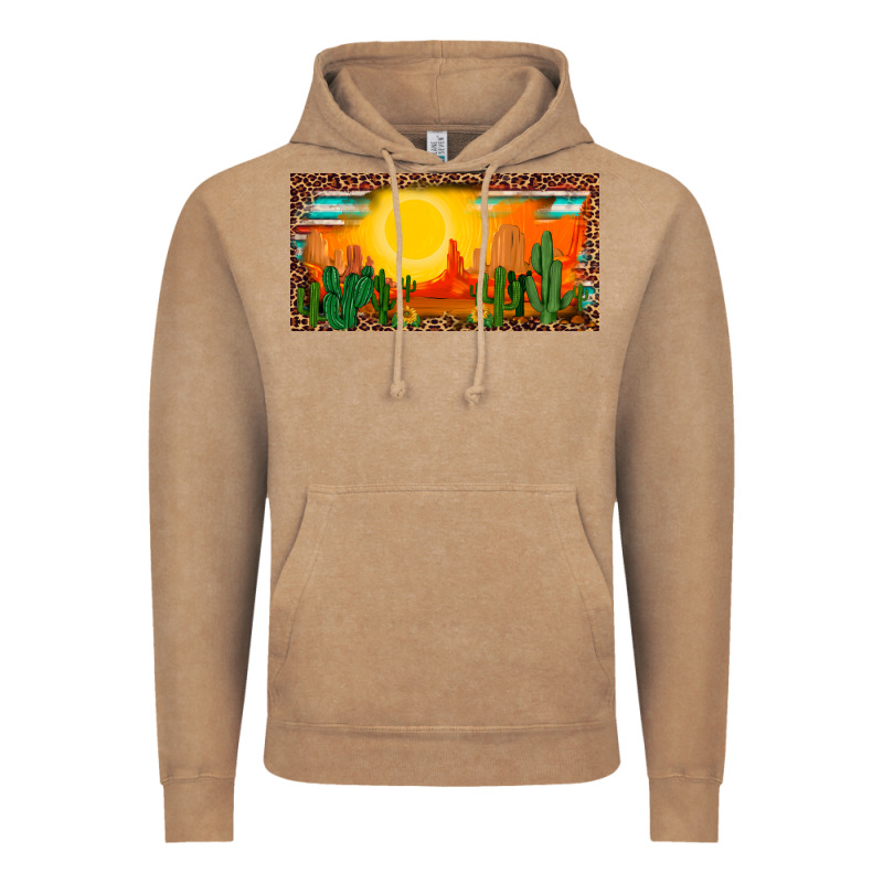 Western  Sunset Cactus Leopard Serape   License Plate Template Vintage Hoodie by BarkalooDesign | Teevron