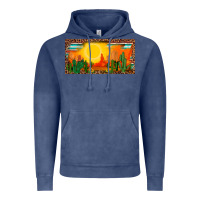 Vintage Denim western  sunset cactus leopard serape   license plate template Vintage Hoodie - BarkalooDesign