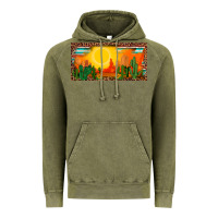 Vintage Olive western  sunset cactus leopard serape   license plate template Vintage Hoodie - BarkalooDesign