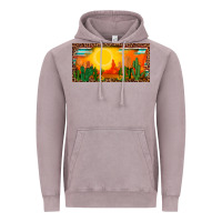 Vintage Zinc western  sunset cactus leopard serape   license plate template Vintage Hoodie - BarkalooDesign