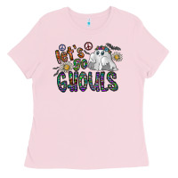 Bubblegum Pink let's go ghouls Ladies Tee - CowhideDigitalArt