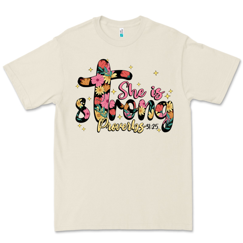 She Is Strong Proverbs 31 25 Premium Tee by JahusDesignShop | Teevron