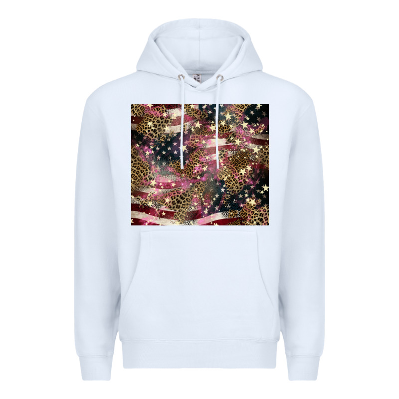 American Flag Leopard Pinktumbler Premium Hoodie by HowdyJamesFarm | Teevron