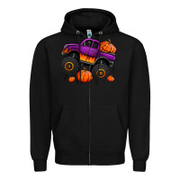 Black halloween jack o lantern monster truck Zipper Hoodie - Jasminsmagicworld