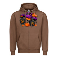 Chestnut halloween jack o lantern monster truck Zipper Hoodie - Jasminsmagicworld