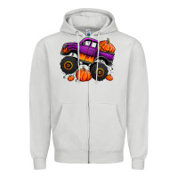 Dove Grey halloween jack o lantern monster truck Zipper Hoodie - Jasminsmagicworld