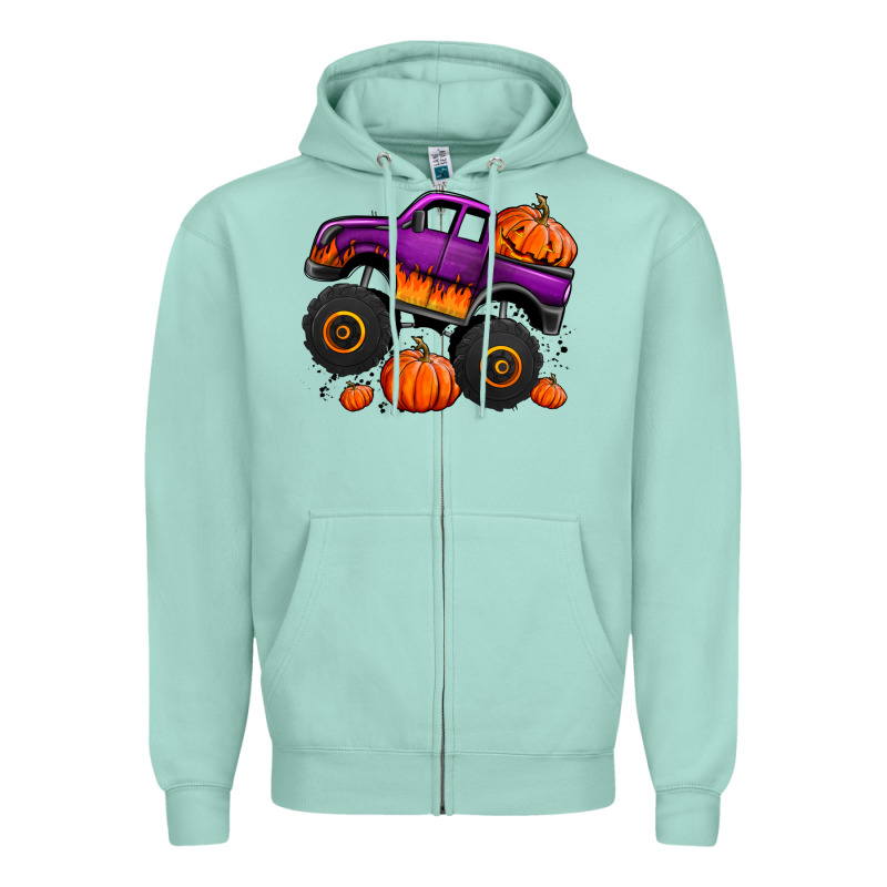Halloween Jack O Lantern Monster Truck Zipper Hoodie by Jasminsmagicworld | Teevron