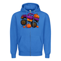 True Royal halloween jack o lantern monster truck Zipper Hoodie - Jasminsmagicworld