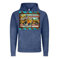 Vintage Denim western truck farm animals serape leopard turquoise's Vintage Hoodie - BarkalooDesign