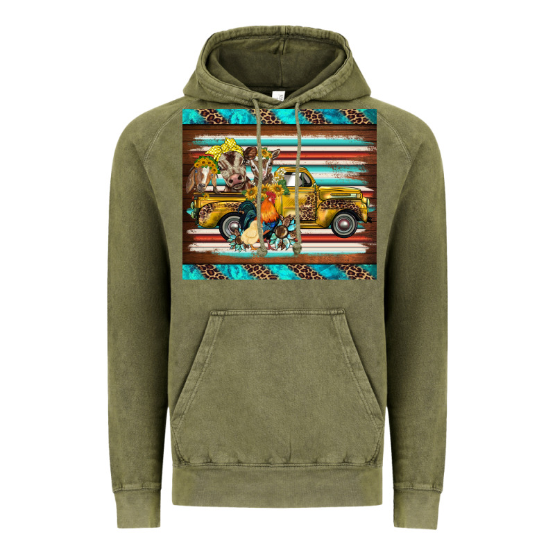 Western Truck Farm Animals Serape Leopard Turquoise's Vintage Hoodie by BarkalooDesign | Teevron