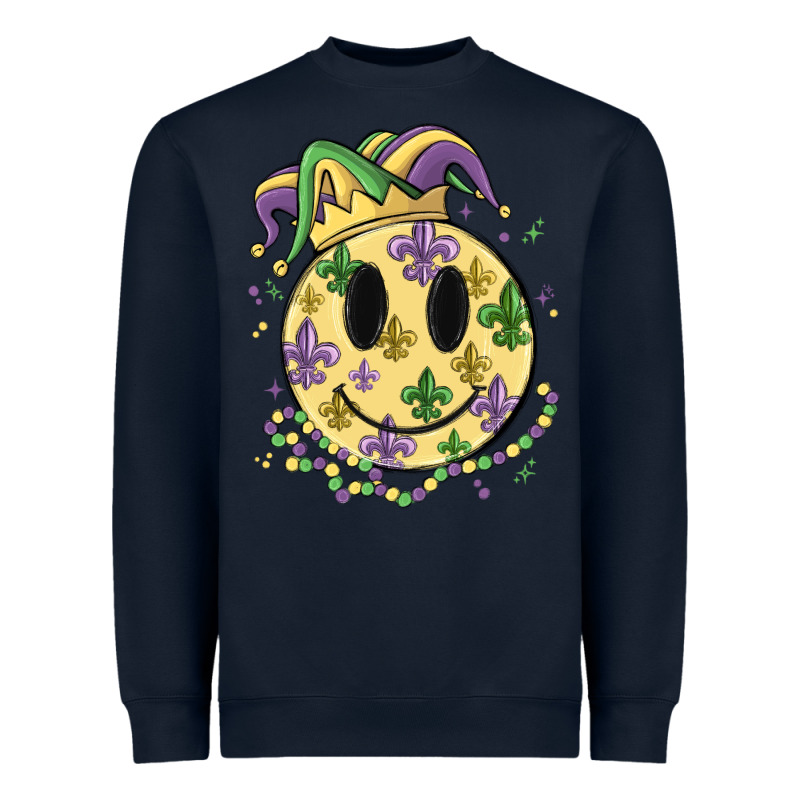 Smiley Face Mardi Gras Heavyweight Sweatshirt by MaliasSmallBusiness | Teevron