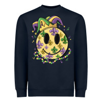 Navy smiley face mardi gras Heavyweight Sweatshirt - MaliasSmallBusiness