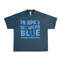 Midnight Navy in april we wear blue autism awareness Urban Heavy Tee - MaliasSmallBusiness