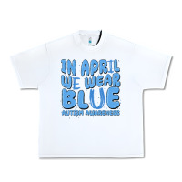 White in april we wear blue autism awareness Urban Heavy Tee - MaliasSmallBusiness