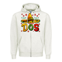 Oatmeal Heather dos my second mexican birthday Zipper Hoodie - Jasminsmagicworld