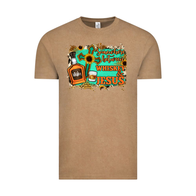 Somewhere Between Whiskey And Jesus Vintage Tee by Jasminsmagicworld | Teevron