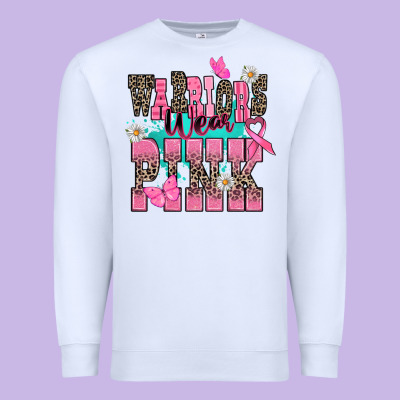 Warriors Wear Pink Cancer Awareness Premium Sweatshirt Designed By Howdyjamesfarm