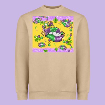 Mardi Gras Lips Heavyweight Sweatshirt Designed By Maliassmallbusiness