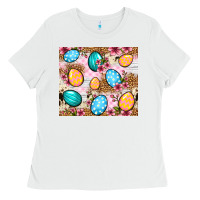 White Easter eggs cowhide leopard tumbler Easter Day Ladies Tee - Neo Western