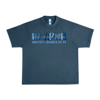 Midnight Navy in april we wear blue autism awareness Urban Heavy Tee - MaliasSmallBusiness