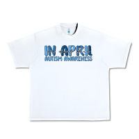 White in april we wear blue autism awareness Urban Heavy Tee - MaliasSmallBusiness